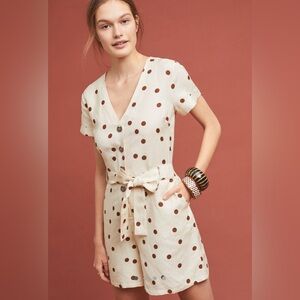 Moon River for Anthropologie | Polka Dot Short Sleeve Romper | Size M